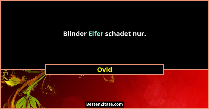 Blinder Eifer schadet nur.... - Ovid