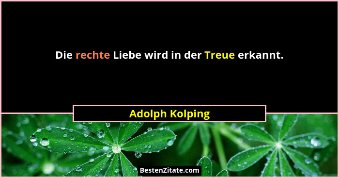 Die rechte Liebe wird in der Treue erkannt.... - Adolph Kolping