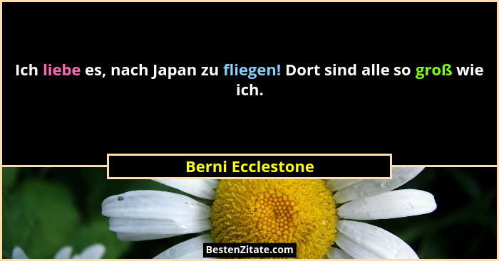 Ich liebe es, nach Japan zu fliegen! Dort sind alle so groß wie ich.... - Berni Ecclestone