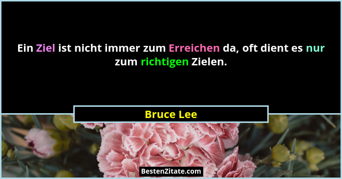 Ein Ziel ist nicht immer zum Erreichen da, oft dient es nur zum richtigen Zielen.... - Bruce Lee