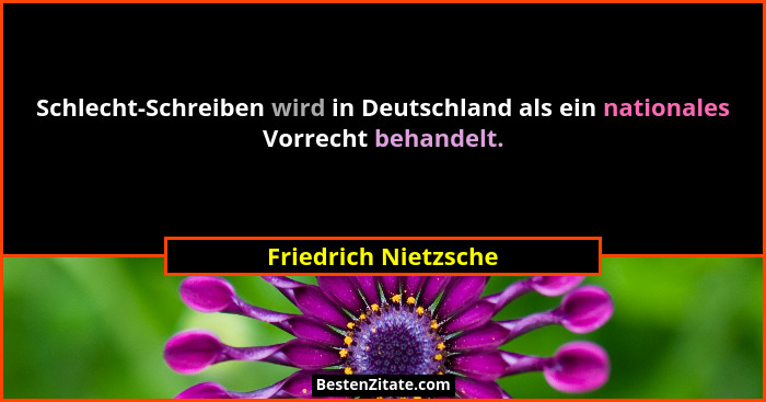 Schlecht-Schreiben wird in Deutschland als ein nationales Vorrecht behandelt.... - Friedrich Nietzsche
