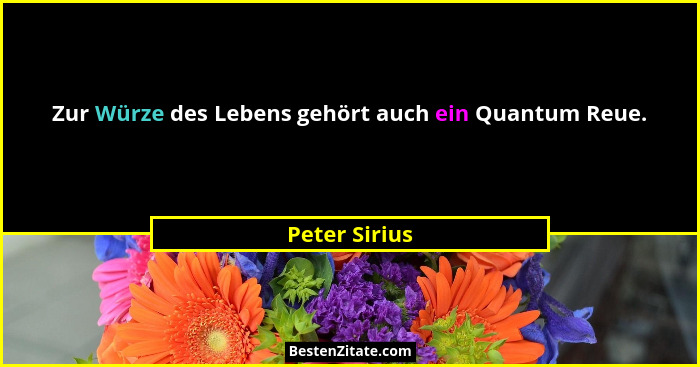 Zur Würze des Lebens gehört auch ein Quantum Reue.... - Peter Sirius