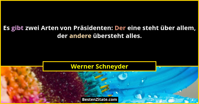 Es gibt zwei Arten von Präsidenten: Der eine steht über allem, der andere übersteht alles.... - Werner Schneyder