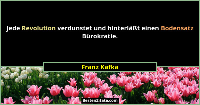 Jede Revolution verdunstet und hinterläßt einen Bodensatz Bürokratie.... - Franz Kafka