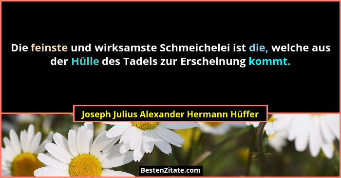 Die feinste und wirksamste Schmeichelei ist die, welche aus der Hülle des Tadels zur Erscheinung kommt.... - Joseph Julius Alexander Hermann Hüffer