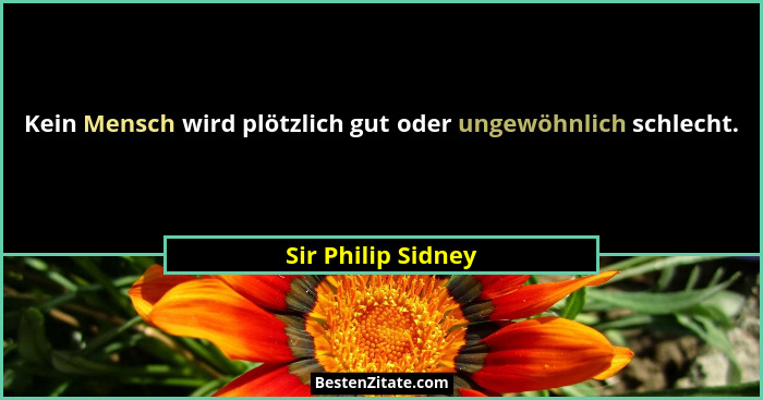Kein Mensch wird plötzlich gut oder ungewöhnlich schlecht.... - Sir Philip Sidney