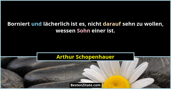 Borniert und lächerlich ist es, nicht darauf sehn zu wollen, wessen Sohn einer ist.... - Arthur Schopenhauer