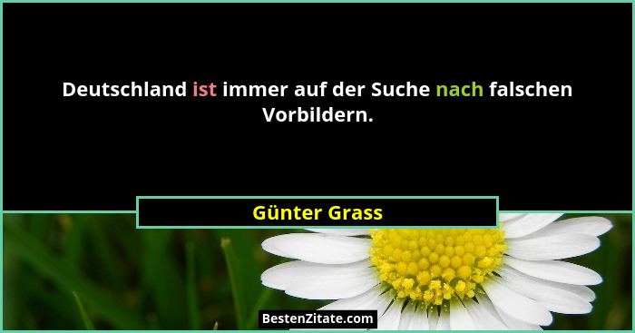 Deutschland ist immer auf der Suche nach falschen Vorbildern.... - Günter Grass