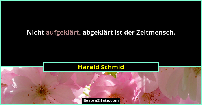 Nicht aufgeklärt, abgeklärt ist der Zeitmensch.... - Harald Schmid