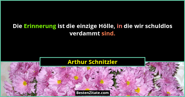 Die Erinnerung ist die einzige Hölle, in die wir schuldlos verdammt sind.... - Arthur Schnitzler