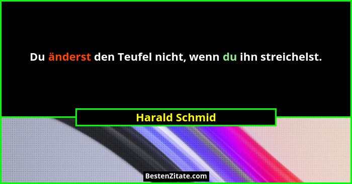 Du änderst den Teufel nicht, wenn du ihn streichelst.... - Harald Schmid