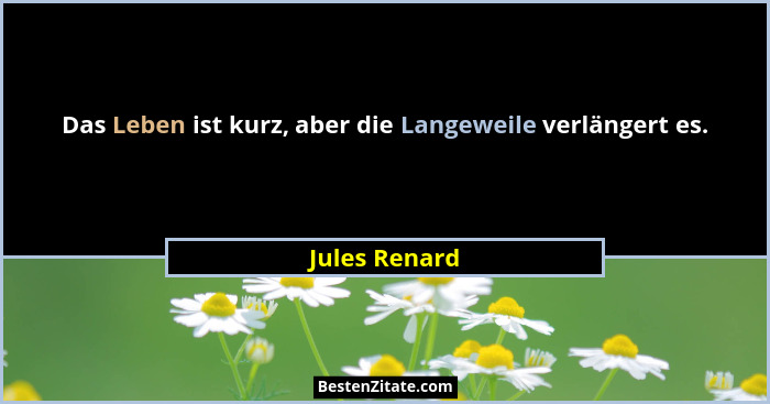 Das Leben ist kurz, aber die Langeweile verlängert es.... - Jules Renard