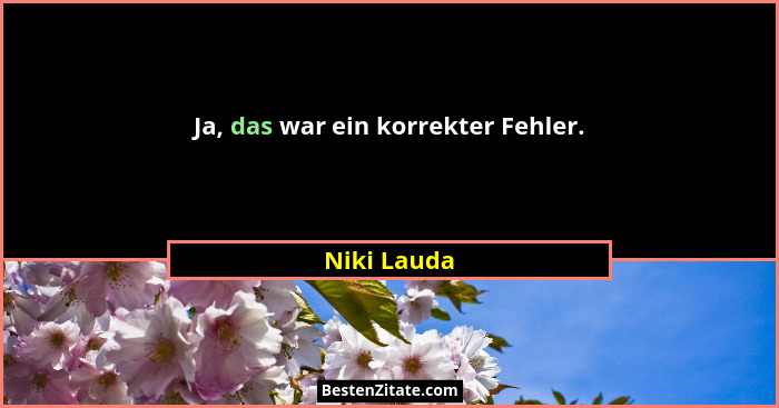 Ja, das war ein korrekter Fehler.... - Niki Lauda