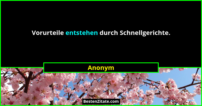 Vorurteile entstehen durch Schnellgerichte.... - Anonym