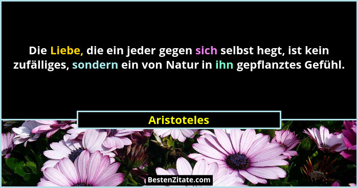 Die Liebe, die ein jeder gegen sich selbst hegt, ist kein zufälliges, sondern ein von Natur in ihn gepflanztes Gefühl.... - Aristoteles