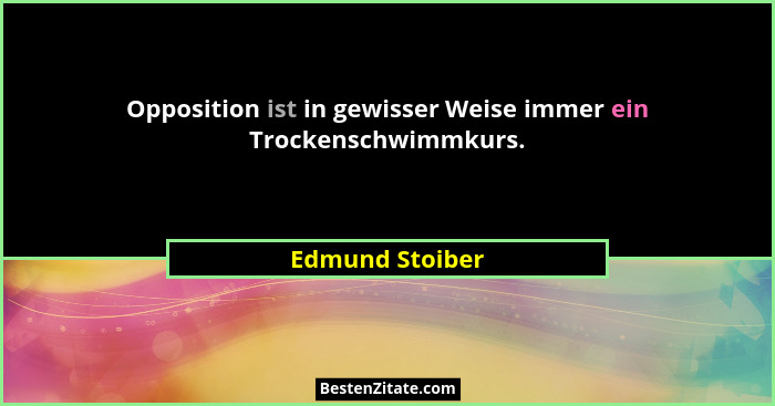 Opposition ist in gewisser Weise immer ein Trockenschwimmkurs.... - Edmund Stoiber