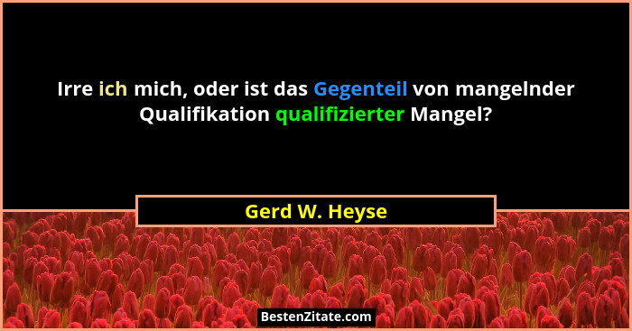 Irre ich mich, oder ist das Gegenteil von mangelnder Qualifikation qualifizierter Mangel?... - Gerd W. Heyse
