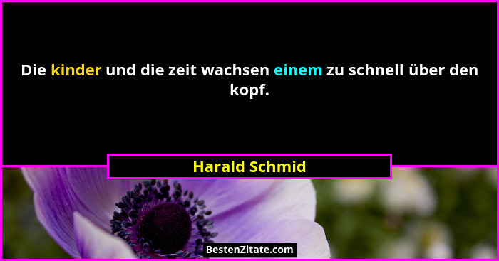 Die kinder und die zeit wachsen einem zu schnell über den kopf.... - Harald Schmid