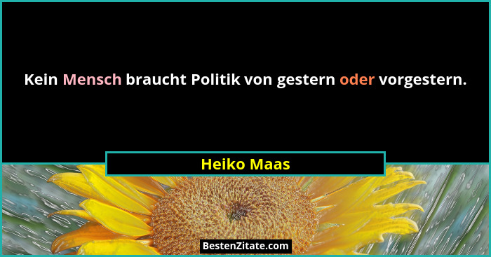 Kein Mensch braucht Politik von gestern oder vorgestern.... - Heiko Maas