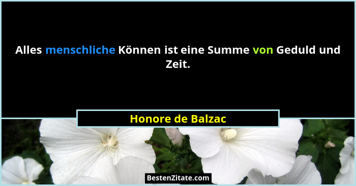 Alles menschliche Können ist eine Summe von Geduld und Zeit.... - Honore de Balzac