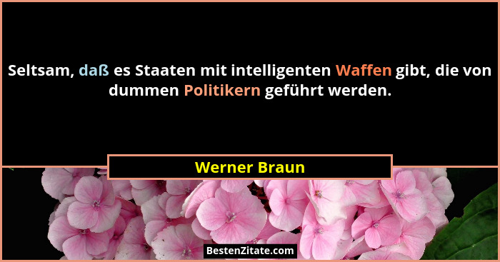 Seltsam, daß es Staaten mit intelligenten Waffen gibt, die von dummen Politikern geführt werden.... - Werner Braun
