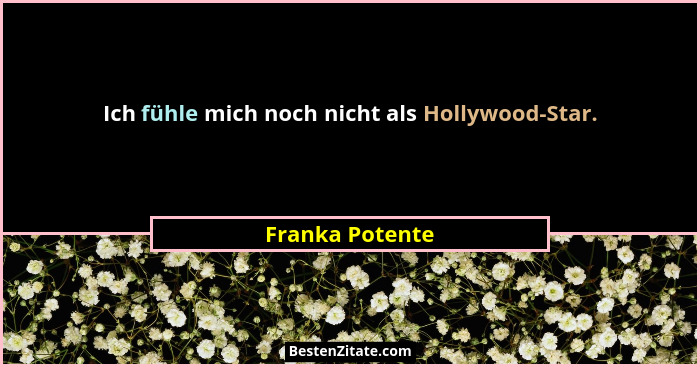 Ich fühle mich noch nicht als Hollywood-Star.... - Franka Potente