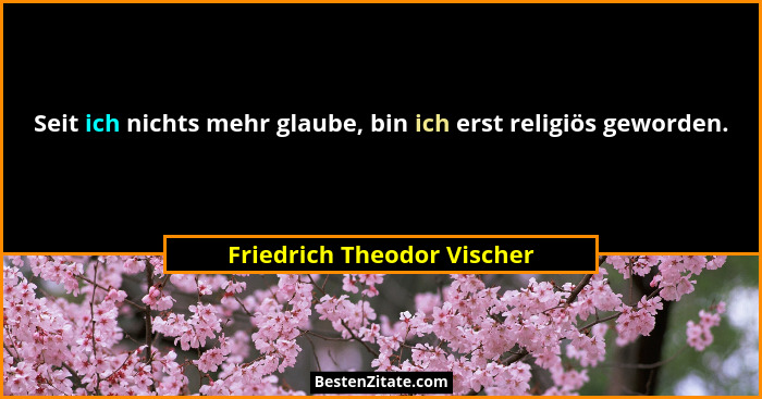 Seit ich nichts mehr glaube, bin ich erst religiös geworden.... - Friedrich Theodor Vischer