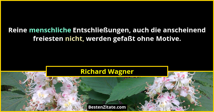Reine menschliche Entschließungen, auch die anscheinend freiesten nicht, werden gefaßt ohne Motive.... - Richard Wagner