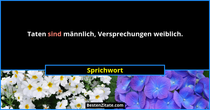 Taten sind männlich, Versprechungen weiblich.... - Sprichwort