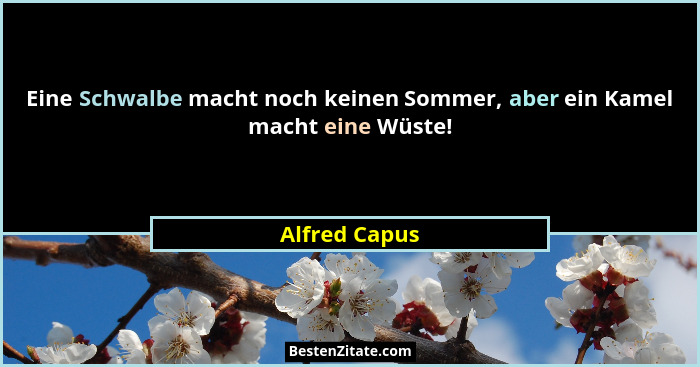 Eine Schwalbe macht noch keinen Sommer, aber ein Kamel macht eine Wüste!... - Alfred Capus