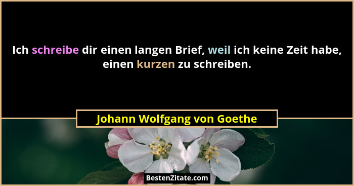 Ich schreibe dir einen langen Brief, weil ich keine Zeit habe, einen kurzen zu schreiben.... - Johann Wolfgang von Goethe
