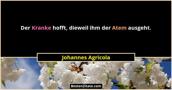 Der Kranke hofft, dieweil ihm der Atem ausgeht.... - Johannes Agricola