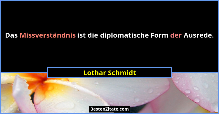 Das Missverständnis ist die diplomatische Form der Ausrede.... - Lothar Schmidt