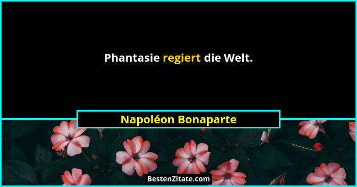 Phantasie regiert die Welt.... - Napoléon Bonaparte