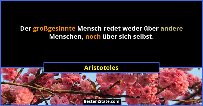 Der großgesinnte Mensch redet weder über andere Menschen, noch über sich selbst.... - Aristoteles