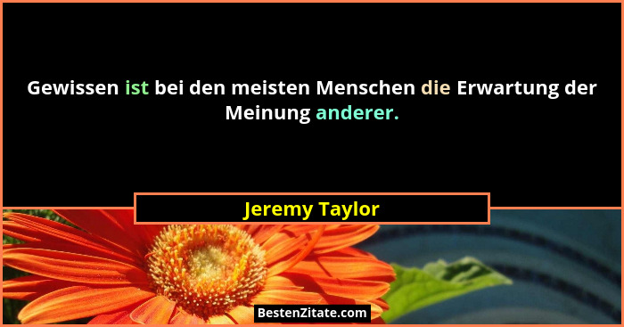 Gewissen ist bei den meisten Menschen die Erwartung der Meinung anderer.... - Jeremy Taylor