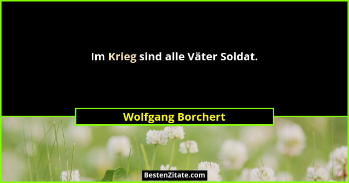 Im Krieg sind alle Väter Soldat.... - Wolfgang Borchert
