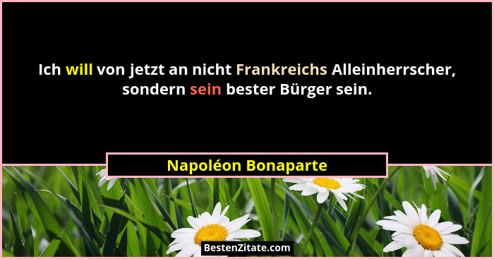 Ich will von jetzt an nicht Frankreichs Alleinherrscher, sondern sein bester Bürger sein.... - Napoléon Bonaparte