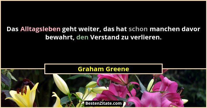 Das Alltagsleben geht weiter, das hat schon manchen davor bewahrt, den Verstand zu verlieren.... - Graham Greene
