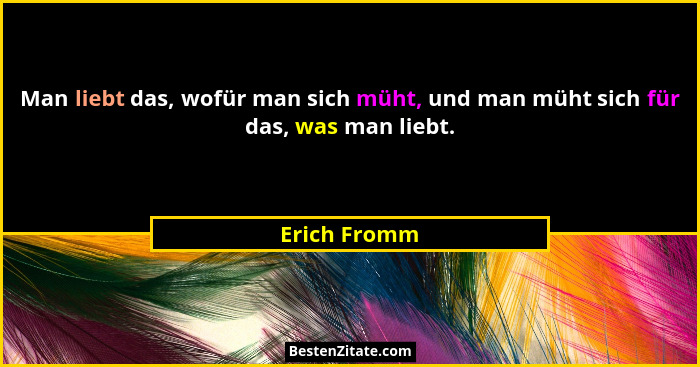 Man liebt das, wofür man sich müht, und man müht sich für das, was man liebt.... - Erich Fromm
