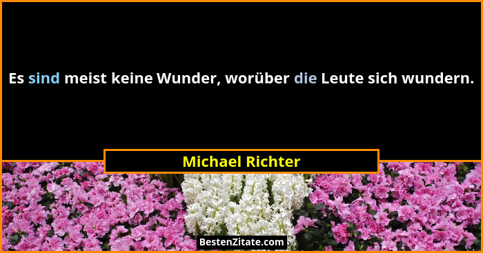 Es sind meist keine Wunder, worüber die Leute sich wundern.... - Michael Richter