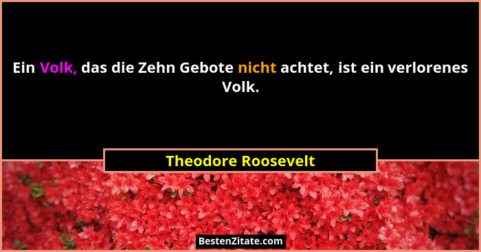 Ein Volk, das die Zehn Gebote nicht achtet, ist ein verlorenes Volk.... - Theodore Roosevelt