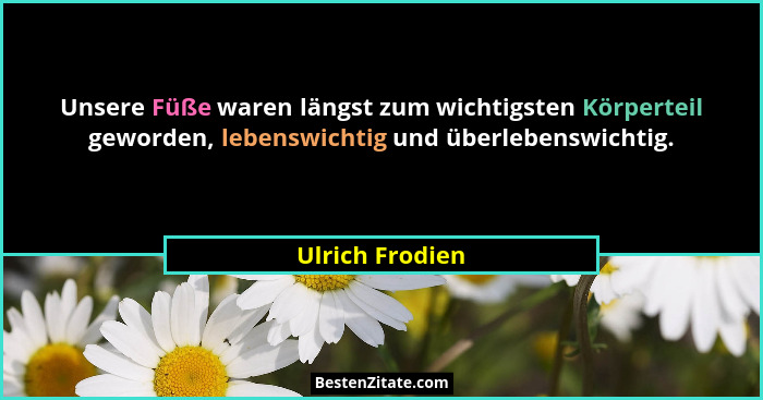Unsere Füße waren längst zum wichtigsten Körperteil geworden, lebenswichtig und überlebenswichtig.... - Ulrich Frodien