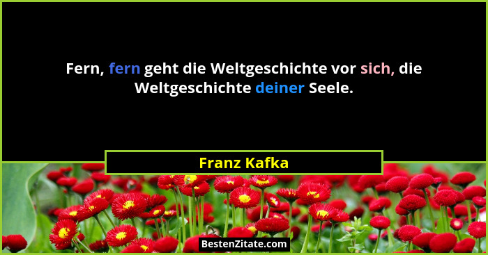 Fern, fern geht die Weltgeschichte vor sich, die Weltgeschichte deiner Seele.... - Franz Kafka