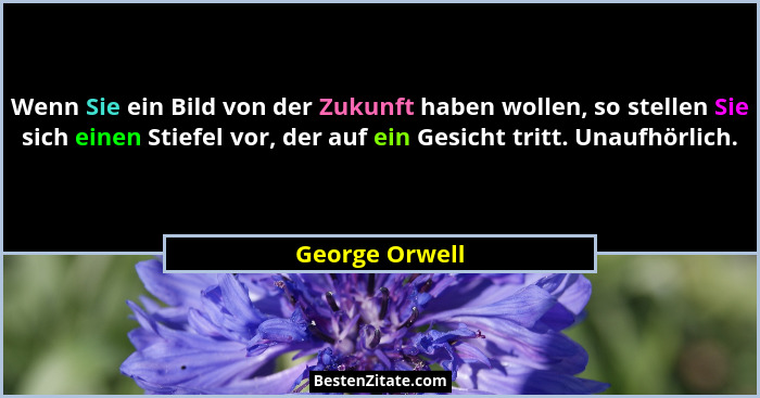 Wenn Sie ein Bild von der Zukunft haben wollen, so stellen Sie sich einen Stiefel vor, der auf ein Gesicht tritt. Unaufhörlich.... - George Orwell