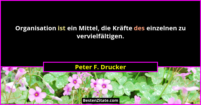 Organisation ist ein Mittel, die Kräfte des einzelnen zu vervielfältigen.... - Peter F. Drucker