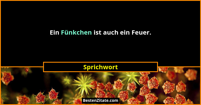 Ein Fünkchen ist auch ein Feuer.... - Sprichwort