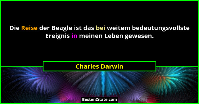 Die Reise der Beagle ist das bei weitem bedeutungsvollste Ereignis in meinen Leben gewesen.... - Charles Darwin