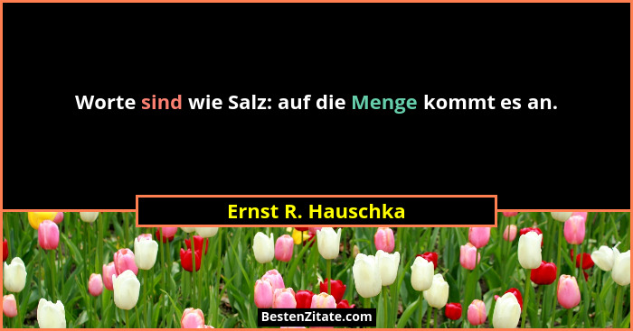 Worte sind wie Salz: auf die Menge kommt es an.... - Ernst R. Hauschka