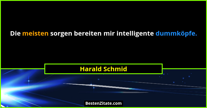 Die meisten sorgen bereiten mir intelligente dummköpfe.... - Harald Schmid